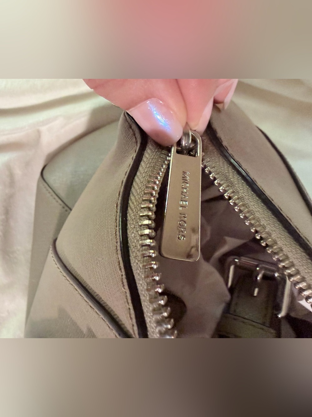 Michael Kors Taupe Saffiano Leather Satchel Bag/Crossbody - Picture 8 of 9